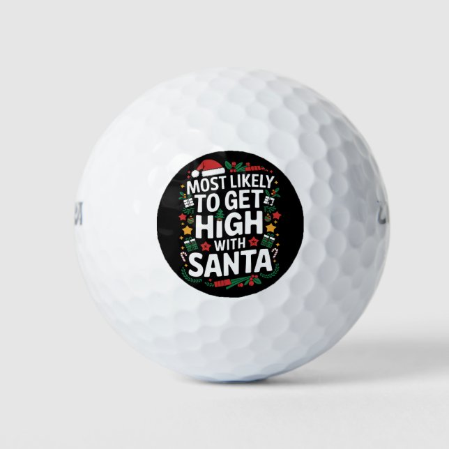 Pelotas De Golf Más Probable Que Se Emborrache Con Santa Navidad C (Anverso)