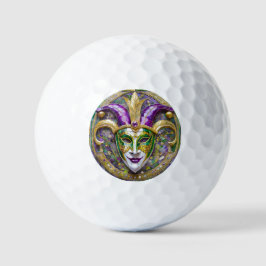 Pelotas De Golf Máscara de Jester Mardi Gras verde dorado