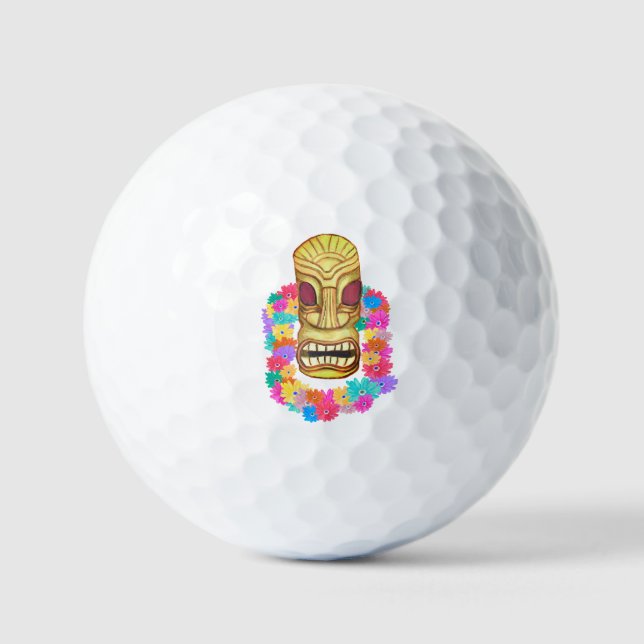 Pelotas De Golf Máscara Tiki Hawaiana (Anverso)