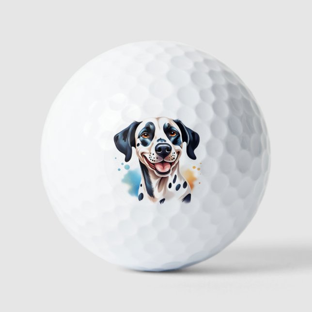 Pelotas De Golf Mascota de perro de Dalmacia feliz (Anverso)