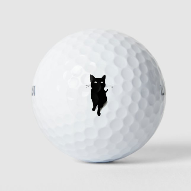 Pelotas De Golf Mascota felino del vector del gato negro del gato  (Anverso)