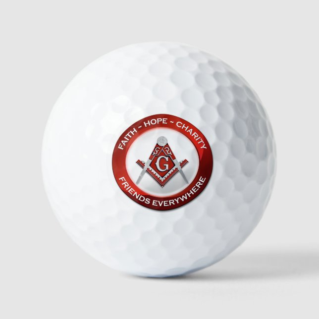 Pelotas De Golf Masonic Golf Balls Red (Anverso)