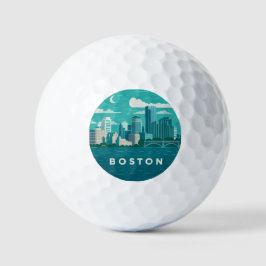 Pelotas De Golf Massachusetts Night Cityscape | Boston City