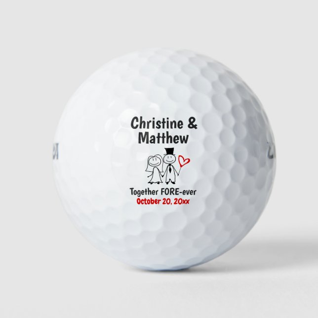 Pelotas De Golf Matrimonio Favor Novia Groom Cute Personalizado Pa (Anverso)