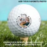 Pelotas De Golf Mayor fanático - DADDY - Llamada personalizada con<br><div class="desc">¡Papá, siempre seré tu mayor fan! Dos de tus cosas favoritas, golf y tus hijos. Ahora puedes llevarlos contigo mientras juegas 18 agujeros . Personalizar estas pelotas de golf con la foto y el nombre favoritos de su hijo. Ya sea por el cumpleaños de un padre, por el día del...</div>