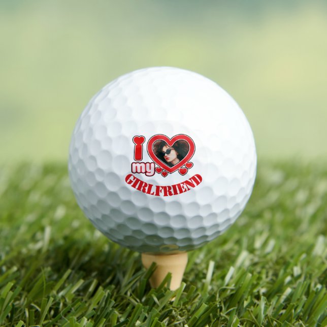 Pelotas De Golf Me encanta mi novia, texto de foto personalizado (Camiseta in situ)