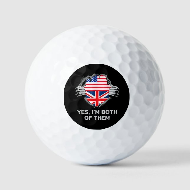 Pelotas De Golf Media estadounidense mitad británica bandera de In (Anverso)