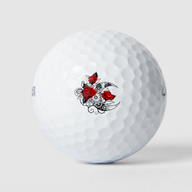 Pelotas De Golf Media luna mecánica con rosas rojas (Anverso)