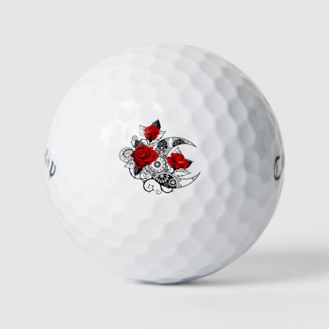 Pelotas De Golf Media luna mecánica con rosas rojas (Anverso)