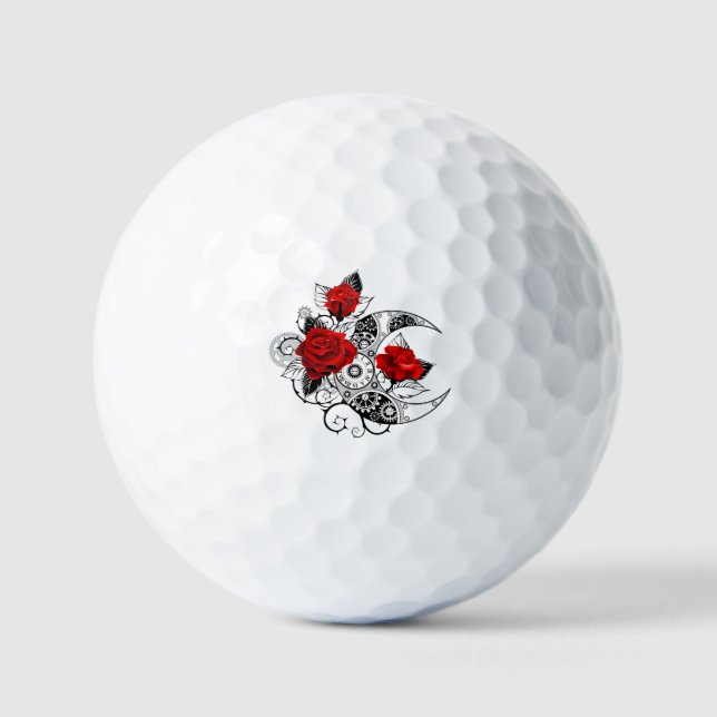 Pelotas De Golf Media luna mecánica con rosas rojas (Anverso)