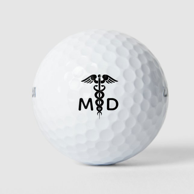 Pelotas De Golf Médico Doctor Caduceo MD Personalizado (Anverso)