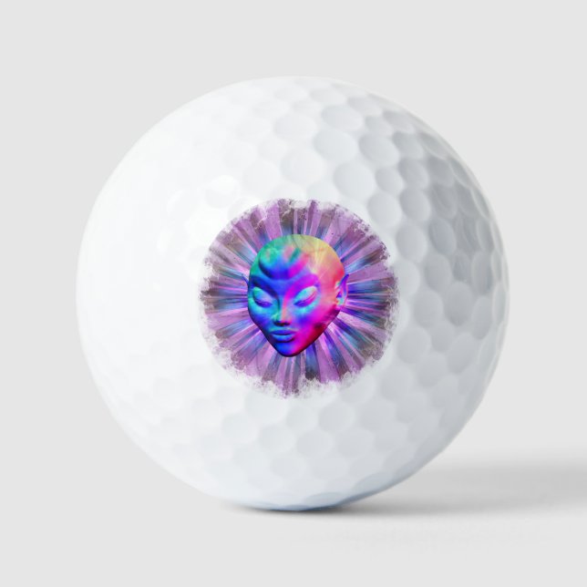 Pelotas De Golf Meditación psicodélica de Alien (Anverso)