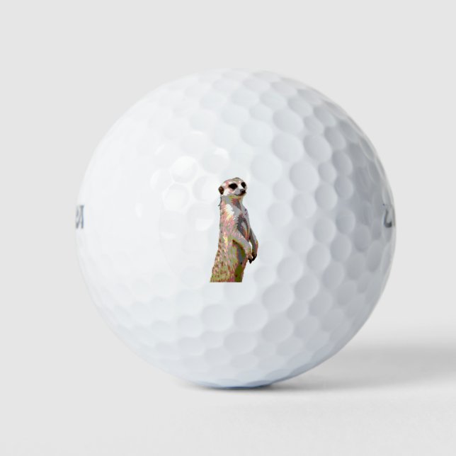 Pelotas De Golf Meerkat - Estilo de arte pop y posterizado (Anverso)
