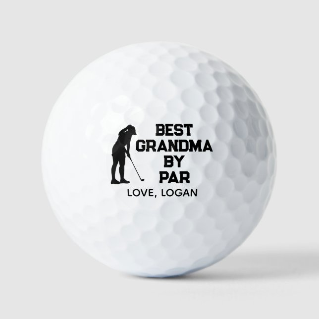 Pelotas De Golf Mejor Abuela por Par Simple Con Texto Personalizad (Anverso)