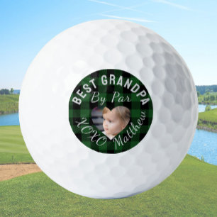 Pelotas De Golf Mejor abuelo personalizado foto de niños Plaid ver