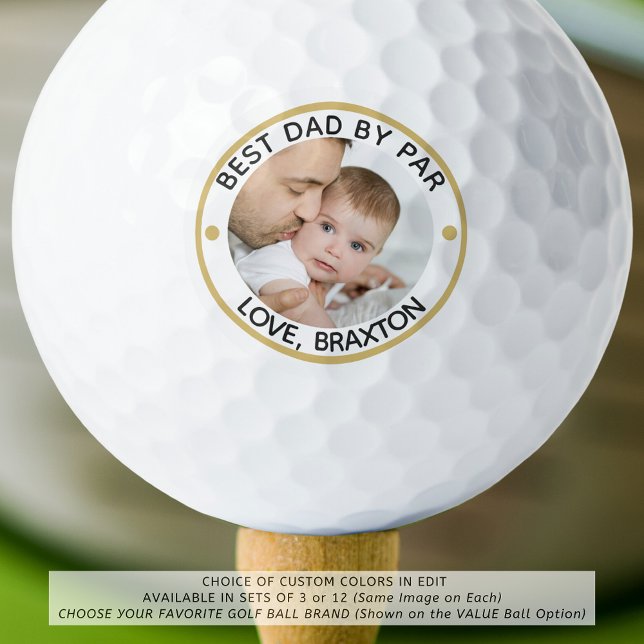 Pelotas De Golf MEJOR DAD DE PAR Foto Black Gold Personalizado (Subido por el creador)