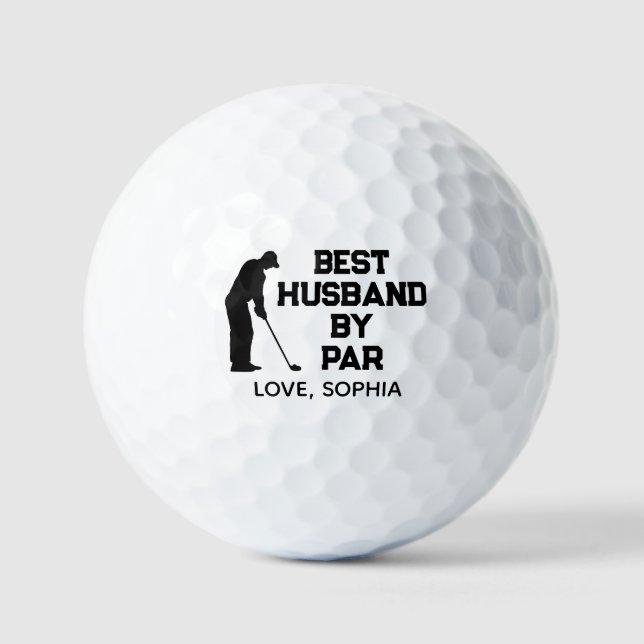 Pelotas De Golf Mejor Esposo por Par Simple Con Texto Personalizad (Anverso)