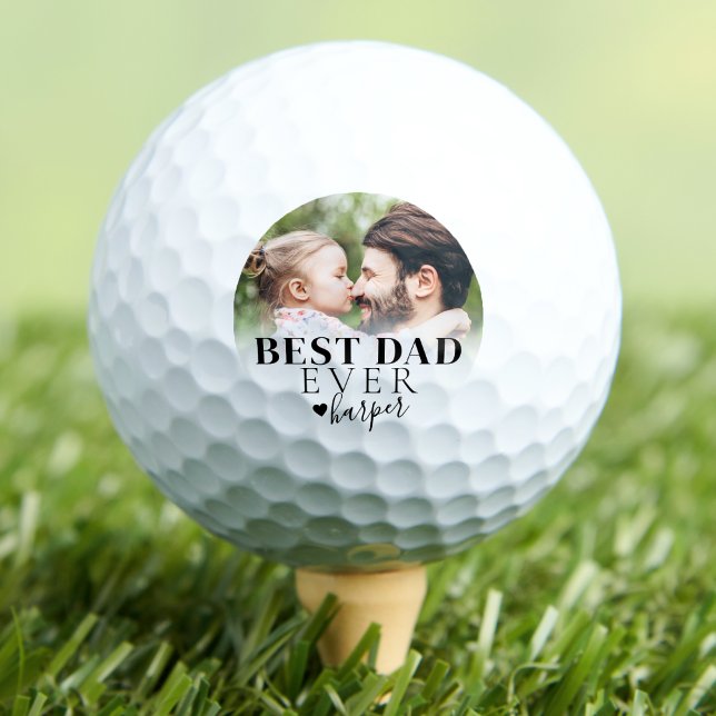 Pelotas De Golf Mejor foto de papá personalizada (Personalized Best Dad Photo Golf Balls)