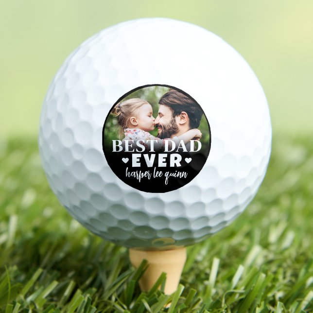 Pelotas De Golf Mejor foto personalizada de papá (Best Dad Ever Personalized Photo Golf Balls)