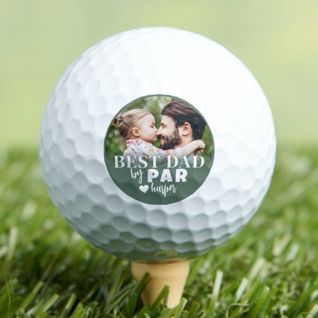 Pelotas De Golf Mejor Foto Verde de Papá (Best Dad Green Photo Golf Balls )