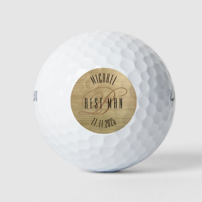 Pelotas De Golf Mejor Hombre Personalizado Cepillado Oro (Anverso)