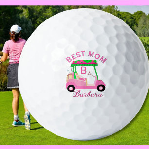 Pelotas De Golf Mejor Mamá Color Rosa Carro Monograma Nombre Golf