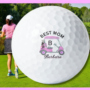 Pelotas De Golf Mejor Monograma de Carro de Agua Rosa de Mamá