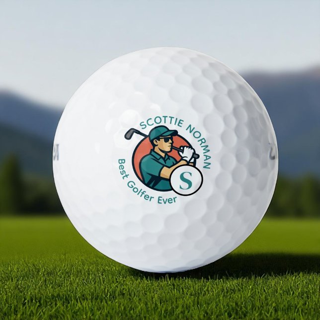 Pelotas De Golf Mejor Monogramado Retro Moderno de Golfer jamás (Subido por el creador)