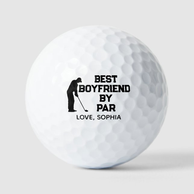 Pelotas De Golf Mejor Novio por Par Simple Con Texto Personalizado (Anverso)
