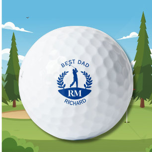 Pelotas De Golf Mejor Padre Golfista Monograma Primer Nombre