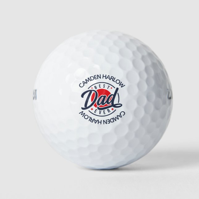 Pelotas De Golf Mejor Padre Nombrar Azul Blanco Rojo (Anverso)