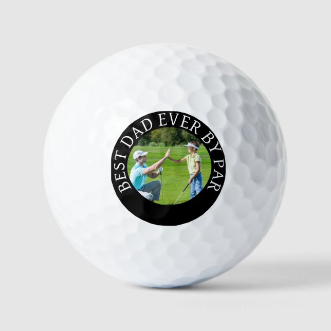Pelotas De Golf mejor papá blanco y negro, foto de personalizado.  (Anverso)