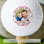 Pelotas De Golf MEJOR PAPA DE PAR Red Photo<br><div class="desc">Cree fácilmente bolas de foto golf personalizadas rojas para el padre entusiasta del golf especial con el título de muestra sugerido BEST PAPA BY PAR y su texto personalizado debajo. Todo el texto es editable para cambiarlo como se desee. Regalo memorable para papá o abuelo que se llama Papa en...</div>
