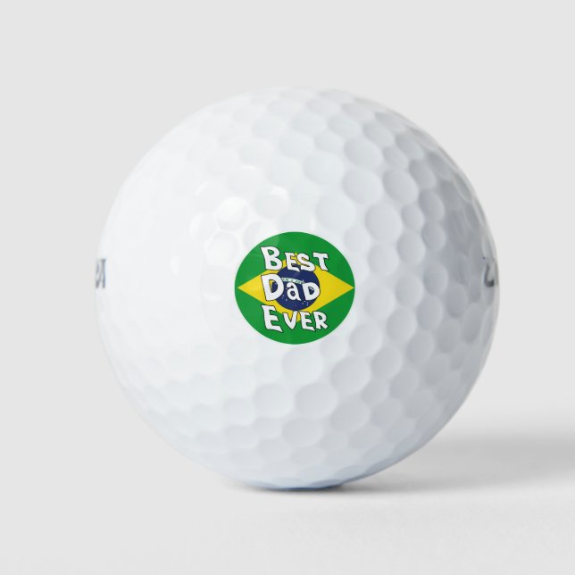 Pelotas De Golf Mejor Papa jamás Bandera de Brasil (Anverso)