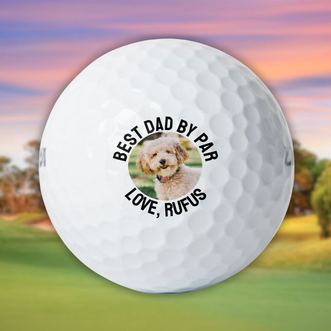 Pelotas De Golf Mejor Papá Por Foto De Perro Par (Best Dad By Par Dog Photo Golf Balls)
