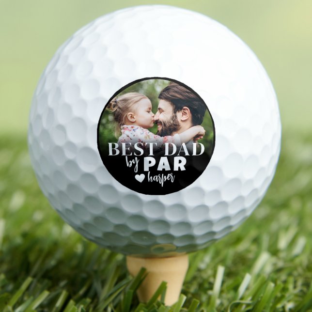 Pelotas De Golf Mejor Papá Por Foto Personalizada De Par (Best Dad By Par Personalized Photo Golf Balls)