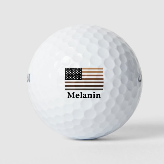 Pelotas De Golf Melanin Bandera de Estados Unidos Historia negra a (Anverso)