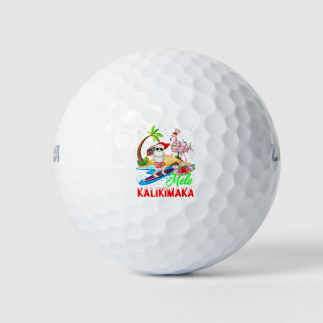 Pelotas De Golf Mele Kalikimaka Merry Xmas Hawai Flamingo Santa (Anverso)