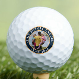 Pelotas De Golf Mensaje de fecha de familia de fotos personalizada