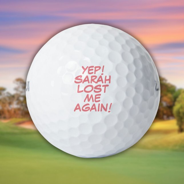 Pelotas De Golf Mensaje perdido divertido con nombre rosado person (Personalized Pink Name Funny Lost Message Golf Balls)