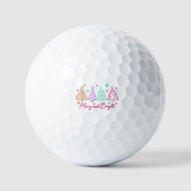 Pelotas De Golf Merry and Bright Tree Neon Christmas (Anverso)