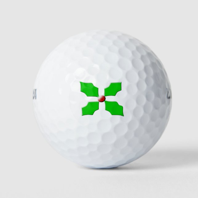 Pelotas De Golf Merry Christmas Holly Golf Ball (Anverso)