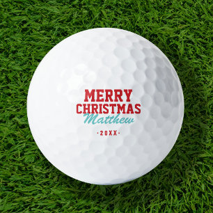 Pelotas De Golf Merry Christmas Monogram Balls