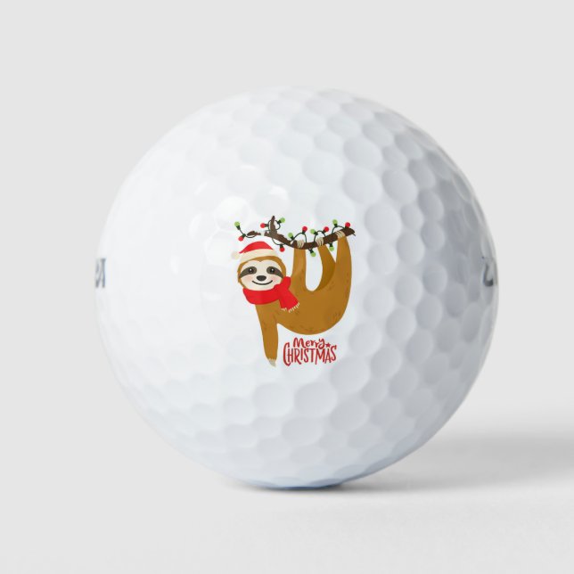 Pelotas De Golf Merry Christmas Sloth | Vacaciones (Anverso)