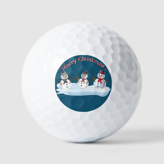 Pelotas De Golf Merry Christmas snowman custom text (Anverso)