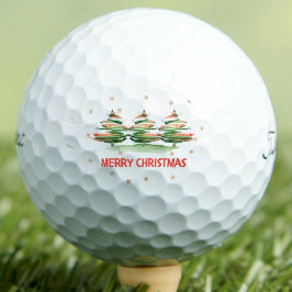 Pelotas De Golf Merry Christmas - Watercolor Christmas Trees