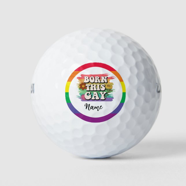 Pelotas De Golf Mes de orgullo LGBT con arcoiris nacido este gay (Anverso)