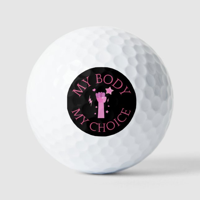 Pelotas De Golf Mi cuerpo mi elección Feminista Rosa (Anverso)