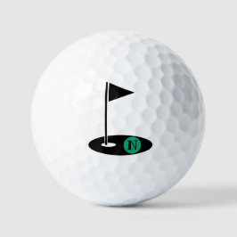 Pelotas De Golf Minimalist Monogram Initial Golf Flag Hole