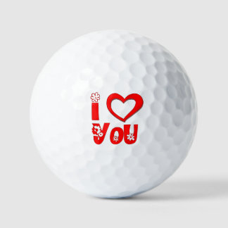 Pelotas de Golf Minimalistas Corazón Rojo Te Amo